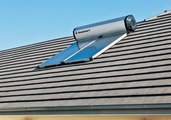Solahart L Series solar hot water system on roof available from Solahart